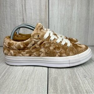 Converse Golf Le Fleur One Star Brown Quilted Velvet Sneakers Womens Size 8